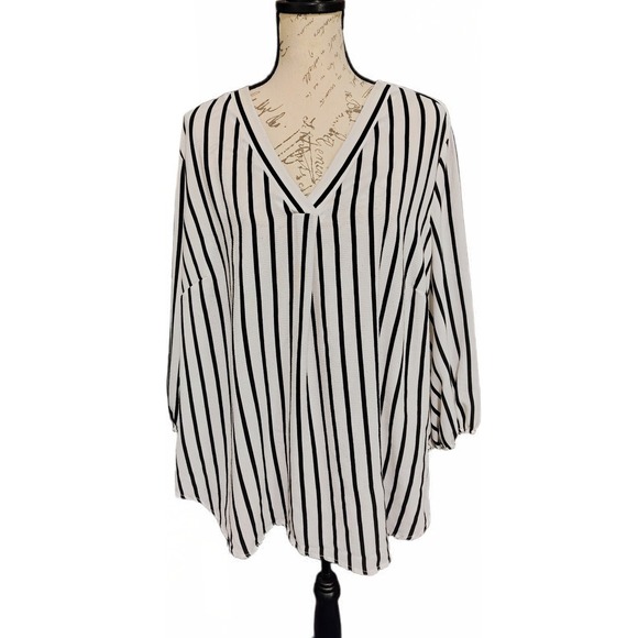 Adrianna Papell Tops - Adrianna Papell Nautical Striped Plus Size Tunic Top 1X Coastal 3/4 Sleeve